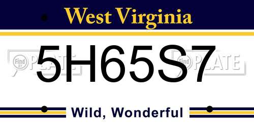 5H65S7 West Virginia License Plate