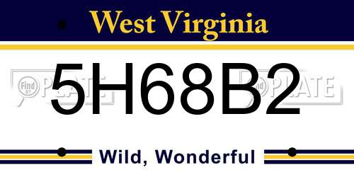 5H68B2 West Virginia License Plate