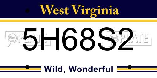 5H68S2 West Virginia License Plate
