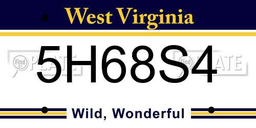 5H68S4 West Virginia License Plate