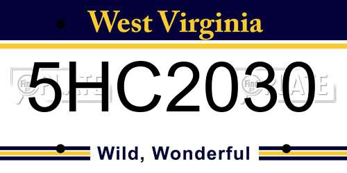5HC2030 West Virginia License Plate