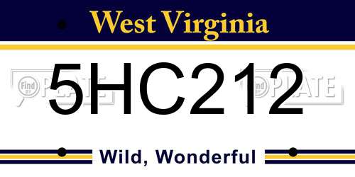 5HC212 West Virginia License Plate