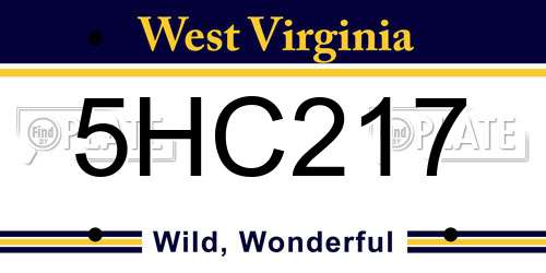 5HC217 West Virginia License Plate