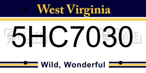 5HC7030 West Virginia License Plate