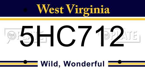 5HC712 West Virginia License Plate