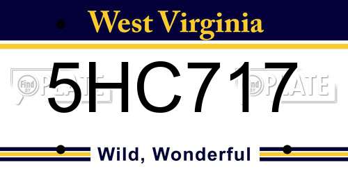 5HC717 West Virginia License Plate