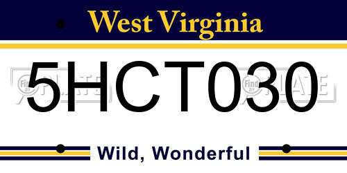5HCT030 West Virginia License Plate