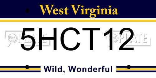 5HCT12 West Virginia License Plate