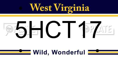 5HCT17 West Virginia License Plate