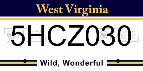 5HCZ030 West Virginia License Plate