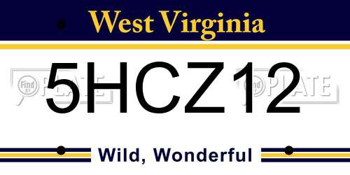 5HCZ12 West Virginia License Plate