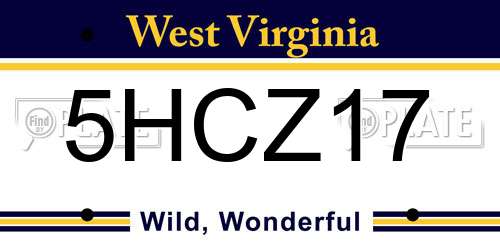 5HCZ17 West Virginia License Plate
