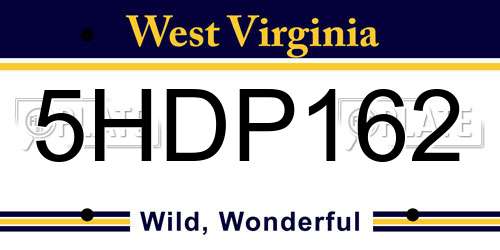 5HDP162 West Virginia License Plate