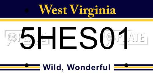 5HES01 West Virginia License Plate