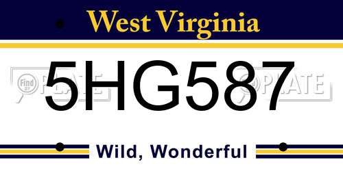 5HG587 West Virginia License Plate