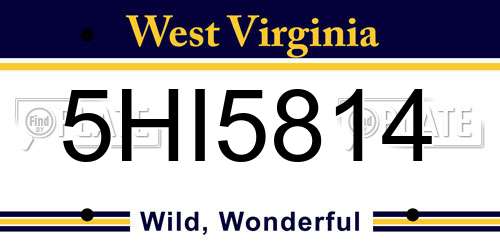 5HI5814 West Virginia License Plate