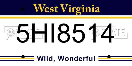 5HI8514 West Virginia License Plate