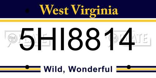 5HI8814 West Virginia License Plate