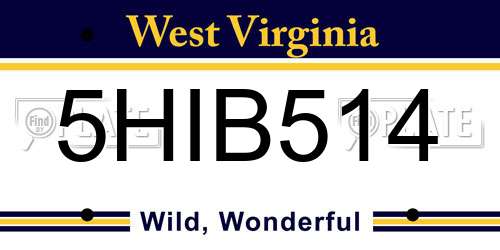 5HIB514 West Virginia License Plate
