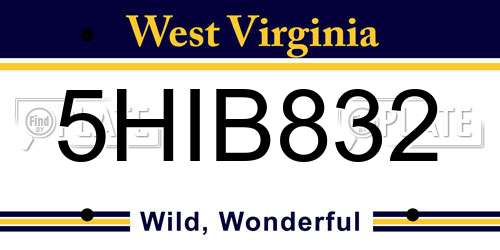 5HIB832 West Virginia License Plate