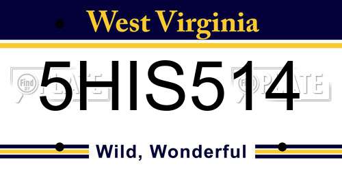 5HIS514 West Virginia License Plate