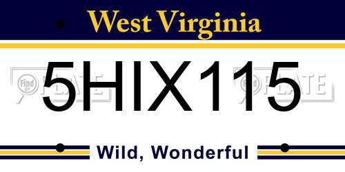 5HIX115 West Virginia License Plate