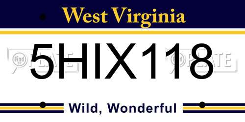 5HIX118 West Virginia License Plate