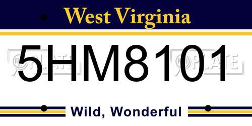 5HM8101 West Virginia License Plate