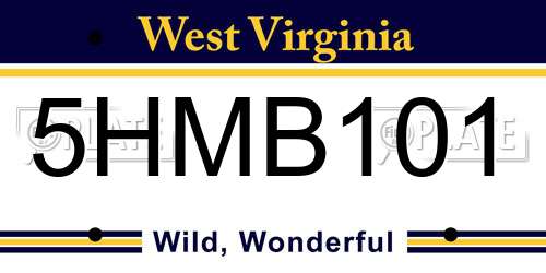 5HMB101 West Virginia License Plate