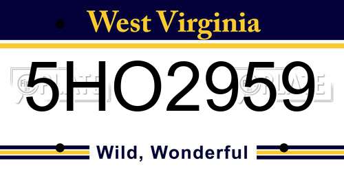 5HO2959 West Virginia License Plate