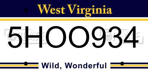5HOO934 West Virginia License Plate
