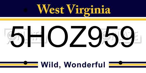 5HOZ959 West Virginia License Plate