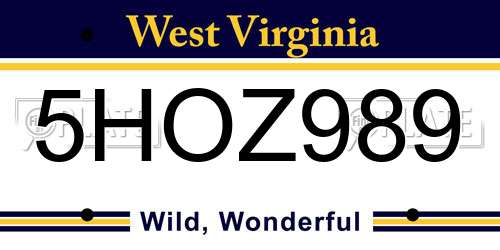 5HOZ989 West Virginia License Plate