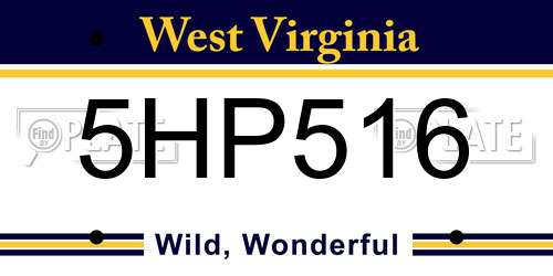 5HP516 West Virginia License Plate