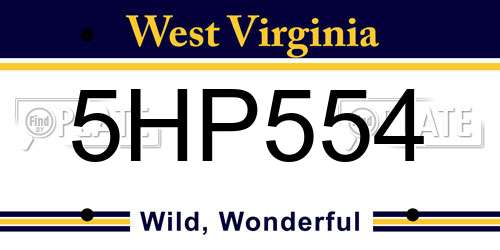 5HP554 West Virginia License Plate