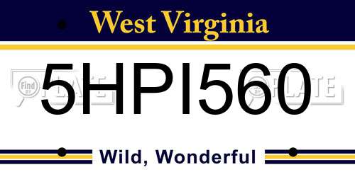 5HPI560 West Virginia License Plate