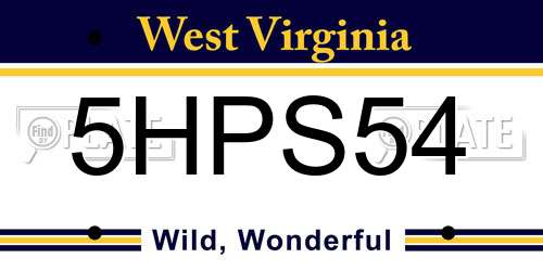 5HPS54 West Virginia License Plate