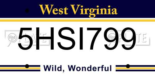 5HSI799 West Virginia License Plate