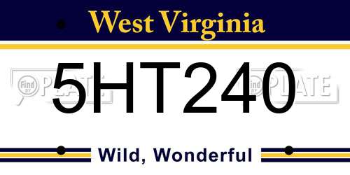 5HT240 West Virginia License Plate
