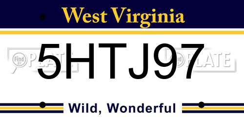 5HTJ97 West Virginia License Plate