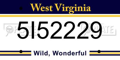 5I52229 West Virginia License Plate