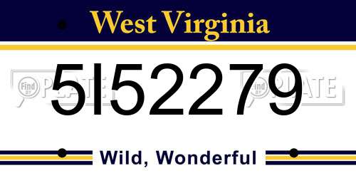 5I52279 West Virginia License Plate