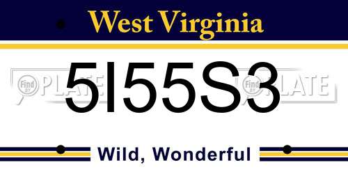5I55S3 West Virginia License Plate