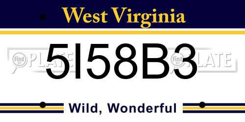 5I58B3 West Virginia License Plate