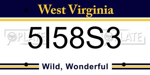 5I58S3 West Virginia License Plate