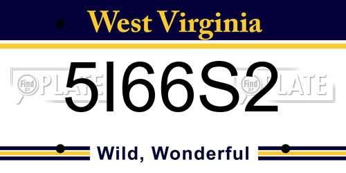 5I66S2 West Virginia License Plate