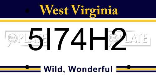5I74H2 West Virginia License Plate
