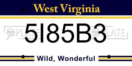 5I85B3 West Virginia License Plate