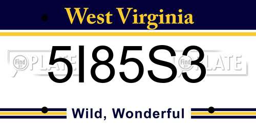 5I85S3 West Virginia License Plate