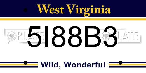 5I88B3 West Virginia License Plate